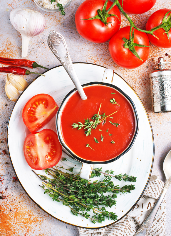 Cream of Tomato Soup with Fresh Basil