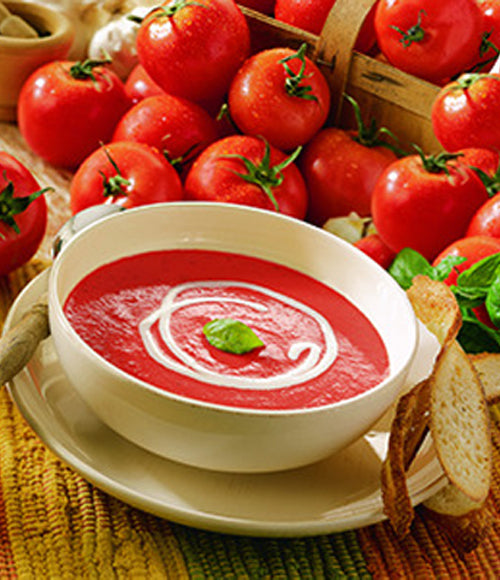 Crème de tomates au basilic frais